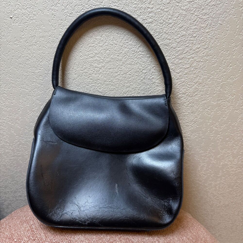Vintage Mazzini Black Leather‎ Handbag Purse